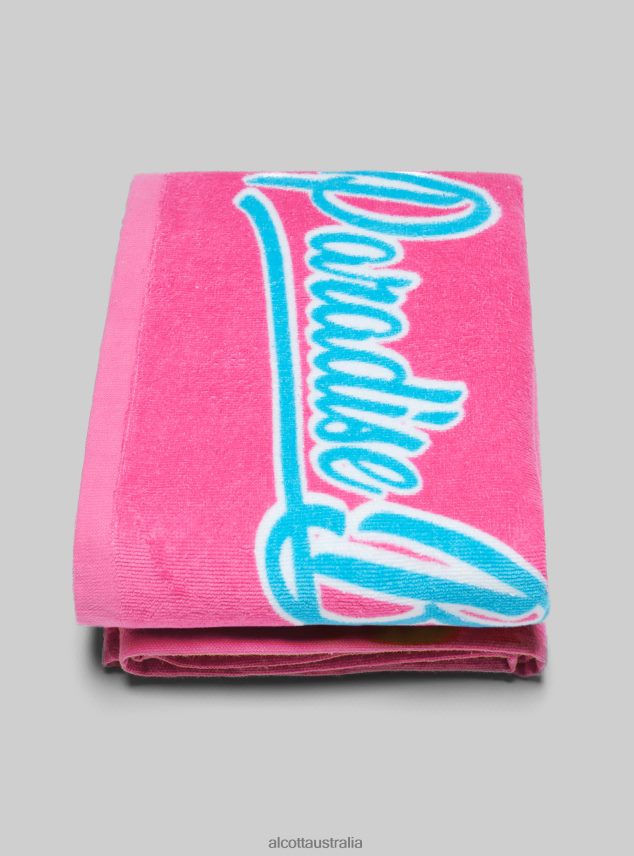 Cotton Beach Towel With Print Men 2TH442316 FPK1 DARK PINK FLUO Alcott Accessories