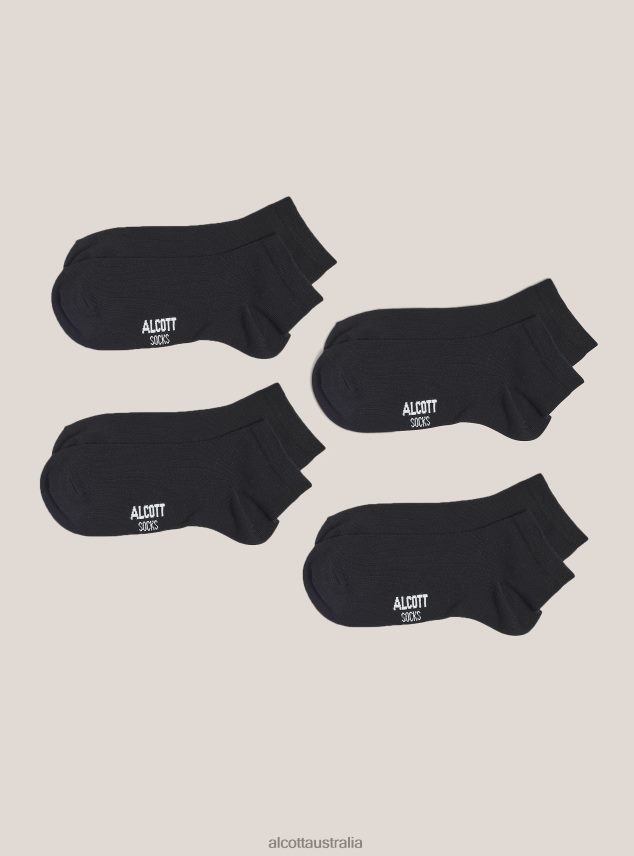 Set Of 4 Pairs Of Socks With Contrasting Details Men 2TH442877 BK1 BLACK Alcott Accessories