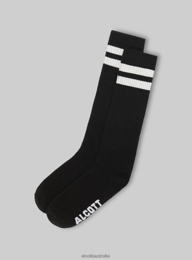 Socks With Contrasting Bands Men 2TH442525 BK1 BLACK Alcott Accessories