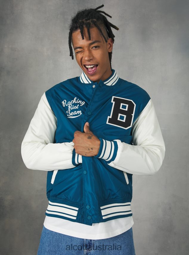 College-Style Bomber Jacket With Recycled Padding Men 2TH442752 BK1 BLACK Alcott Clothing