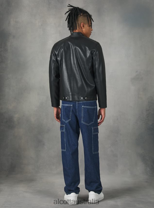 Leather-Effect Biker Jacket Men 2TH442753 BK1 BLACK Alcott Clothing