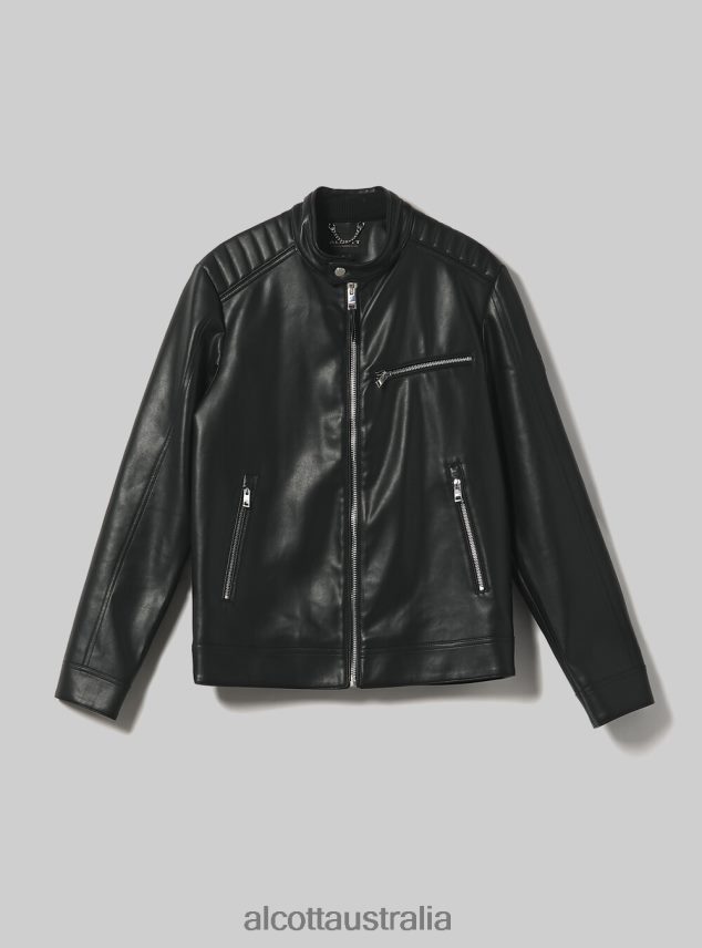 Leather-Effect Biker Jacket Men 2TH442753 BK1 BLACK Alcott Clothing