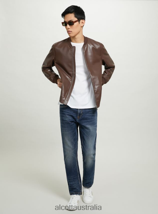 Leather-Effect Bomber Jacket Men 2TH442787 BK1 BLACK Alcott Clothing