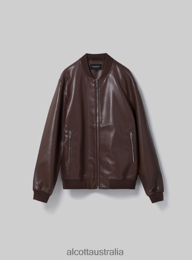 Leather-Effect Bomber Jacket Men 2TH442787 BK1 BLACK Alcott Clothing