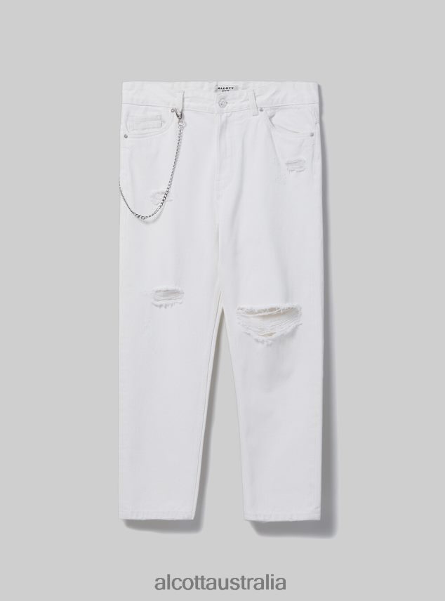 Relaxed Fit Jeans With Chain Men 2TH442943 WH2 WHITE Alcott Clothing