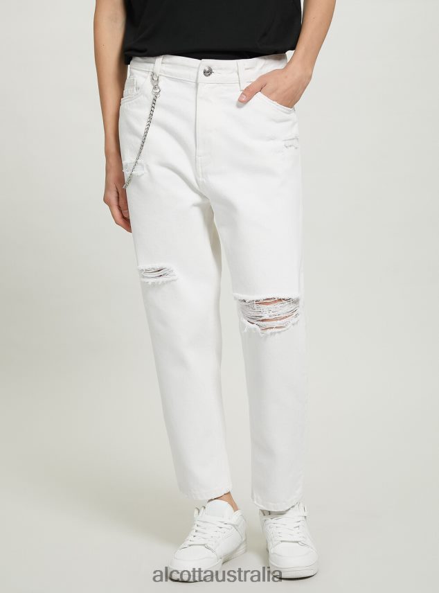 Relaxed Fit Jeans With Chain Men 2TH442943 WH2 WHITE Alcott Clothing