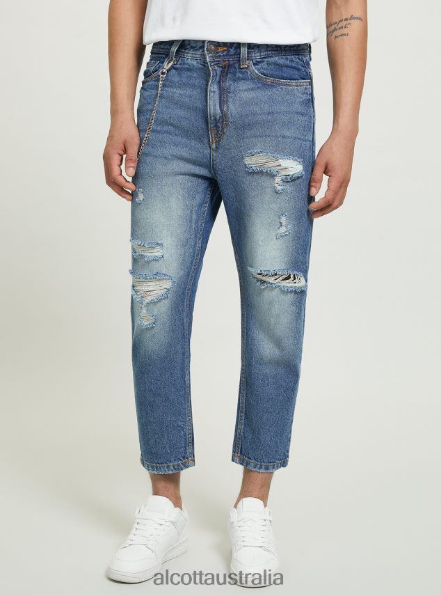 Relaxed Fit Jeans With Tears Men 2TH442875 D004 MEDIUM LIGHT BLUE Alcott Clothing