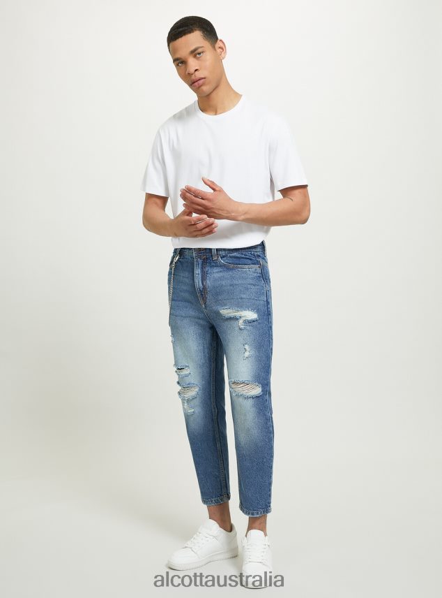 Relaxed Fit Jeans With Tears Men 2TH442875 D004 MEDIUM LIGHT BLUE Alcott Clothing