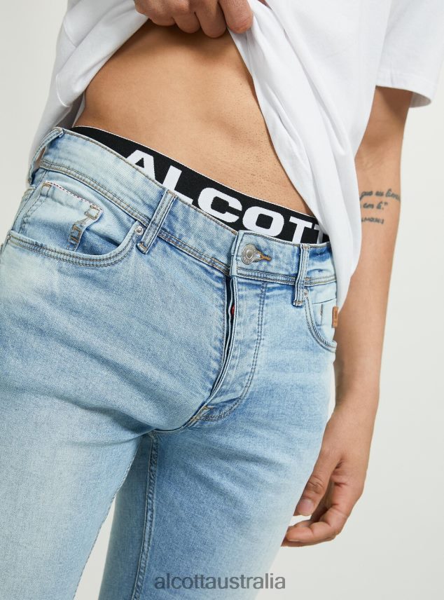 Skinny Fit Jeans In Stretch Denim Men 2TH442852 D002 MEDIUM DARK BLUE Alcott Clothing