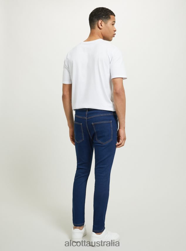 Super Skinny Fit Stretch Denim Jeans Men 2TH442797 D003 MEDIUM BLUE Alcott Clothing