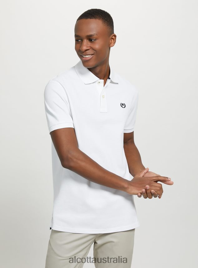 Cotton Pique Polo Shirt With Embroidery Men 2TH4421178 WH3 WHITE Alcott Clothing