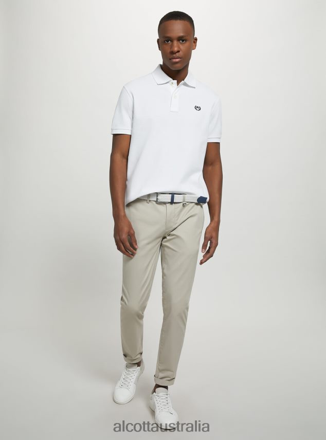 Cotton Pique Polo Shirt With Embroidery Men 2TH4421178 WH3 WHITE Alcott Clothing