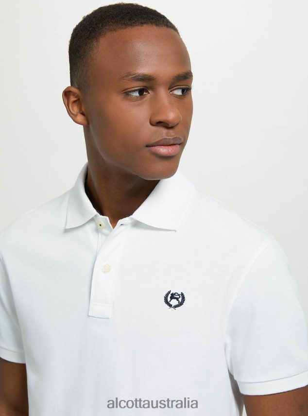 Cotton Pique Polo Shirt With Embroidery Men 2TH4421178 WH3 WHITE Alcott Clothing