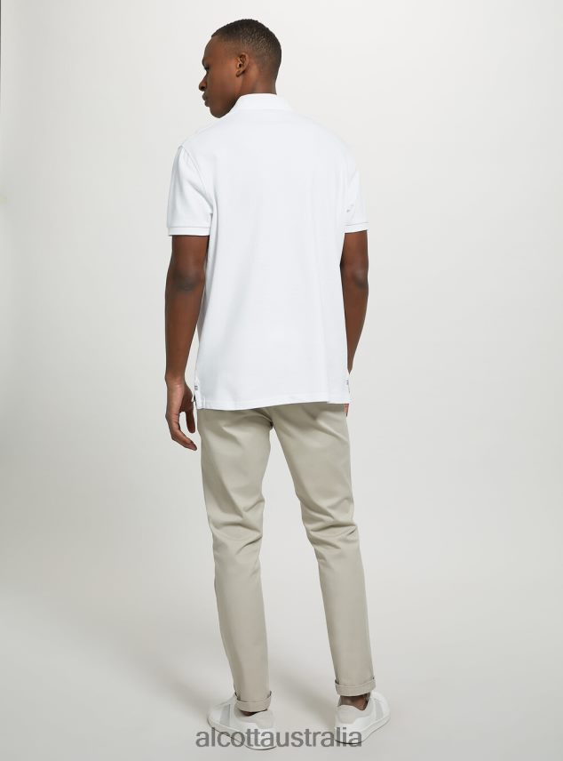 Cotton Pique Polo Shirt With Embroidery Men 2TH4421178 WH3 WHITE Alcott Clothing