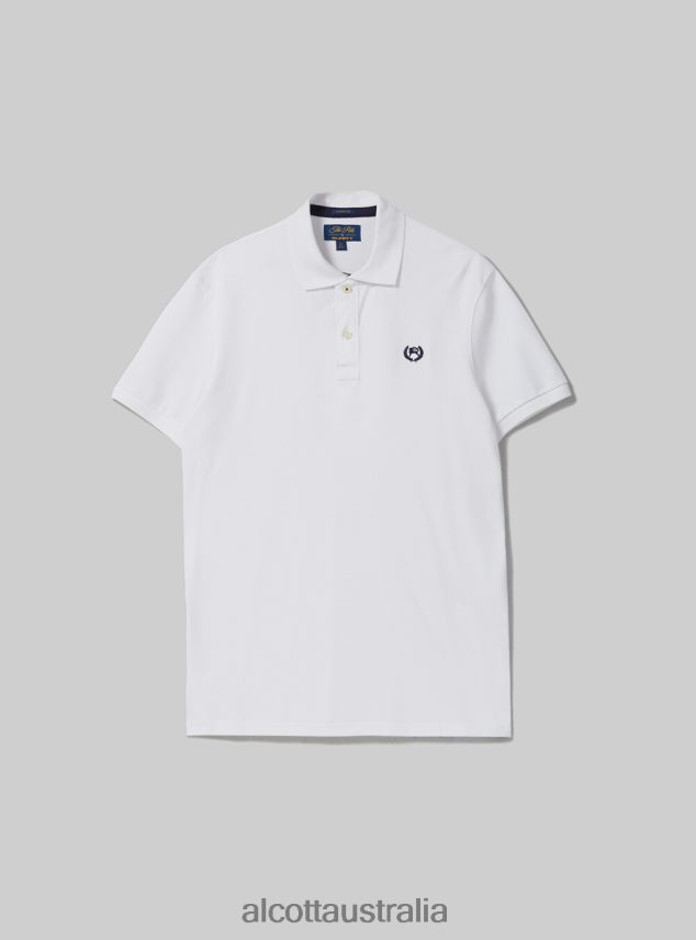 Cotton Pique Polo Shirt With Embroidery Men 2TH4421178 WH3 WHITE Alcott Clothing