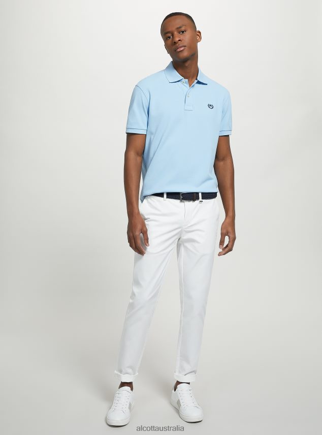 Cotton Pique Polo Shirt With Embroidery Men 2TH442947 WH3 WHITE Alcott Clothing