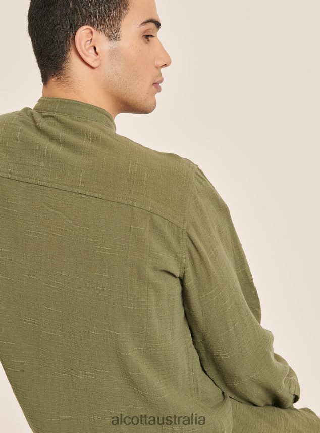 Camicia 100% Lino Collo Coreano Men 2TH442721 AZ3 AZURRE LIGHT Alcott Clothing