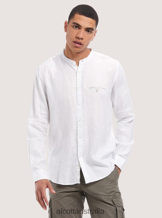 Camicia 100% Lino Collo Coreano Men 2TH442722 AZ3 AZURRE LIGHT Alcott Clothing