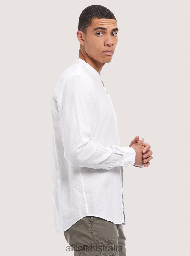 Camicia 100% Lino Collo Coreano Men 2TH442722 AZ3 AZURRE LIGHT Alcott Clothing