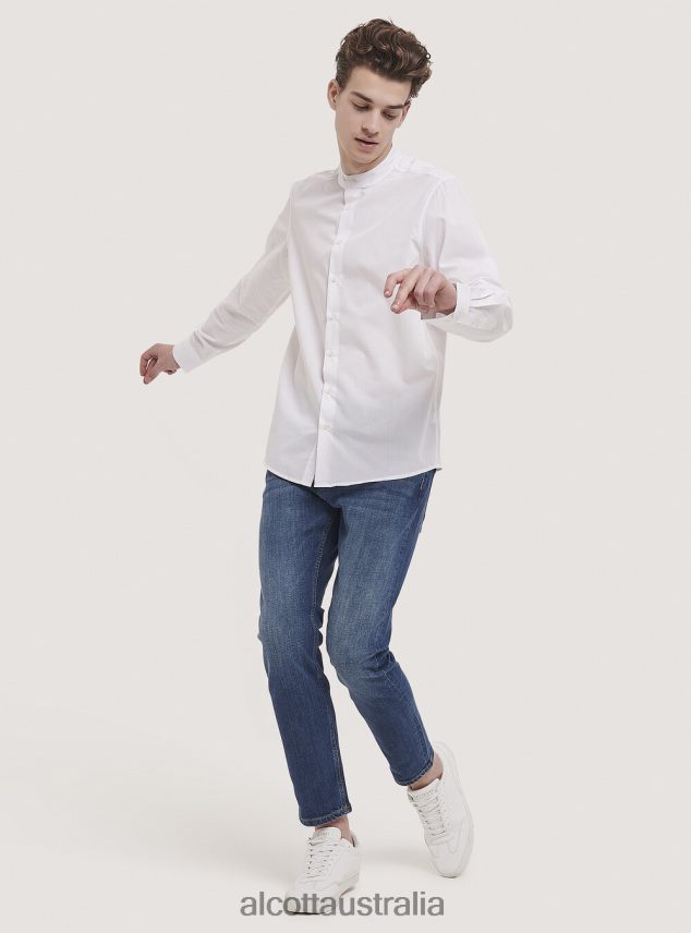 Camicia A Maniche Lunghe Con Collo Coreano Men 2TH4421019 WHITE Alcott Clothing