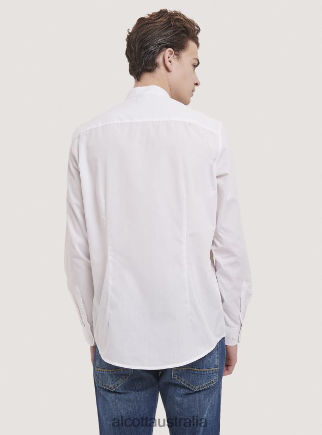 Camicia A Maniche Lunghe Con Collo Coreano Men 2TH4421019 WHITE Alcott Clothing