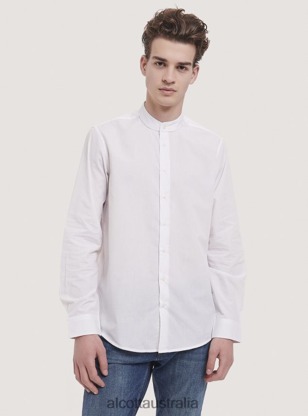 Camicia A Maniche Lunghe Con Collo Coreano Men 2TH4421019 WHITE Alcott Clothing