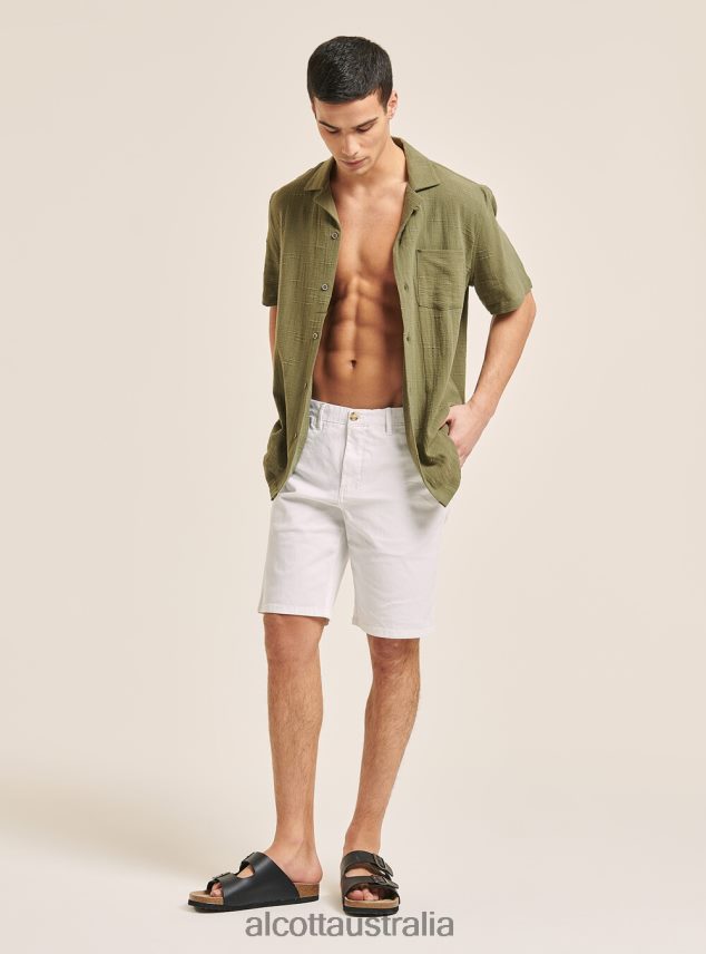 Camicia Collo Bowling In Misto Con Taschino Men 2TH442820 WH1 OFF WHITE Alcott Clothing