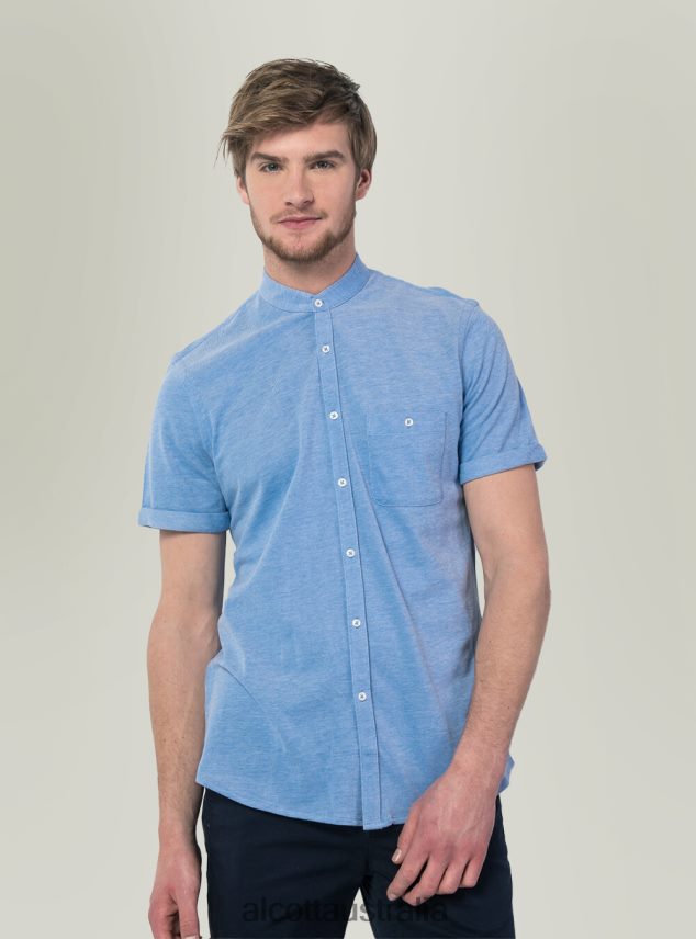 Camicia Di Piquet Con Collo Coreano Men 2TH442717 BLUE Alcott Clothing