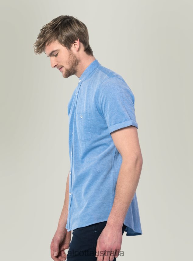 Camicia Di Piquet Con Collo Coreano Men 2TH442717 BLUE Alcott Clothing