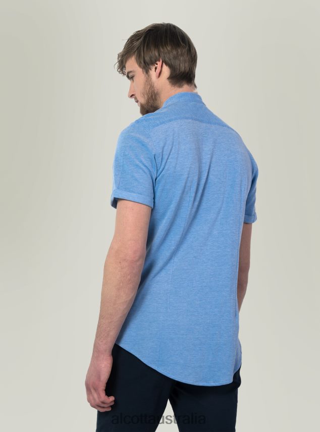 Camicia Di Piquet Con Collo Coreano Men 2TH442717 BLUE Alcott Clothing