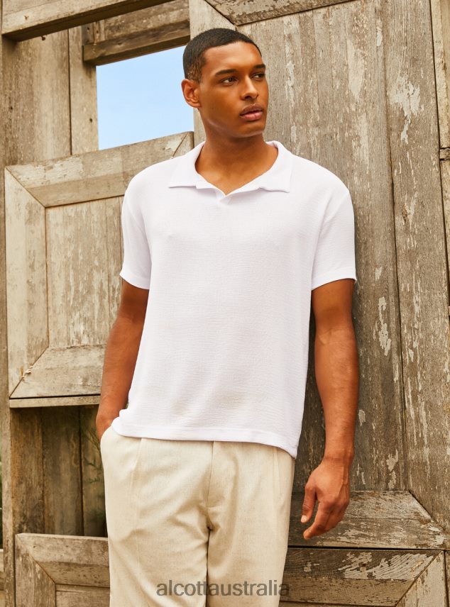 Crepe Polo Shirt Men 2TH442959 WH2 WHITE Alcott Clothing