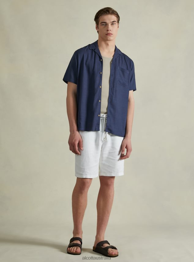 Linen Blend Shirt With Bowling Collar Men 2TH442993 KAKI Alcott Clothing