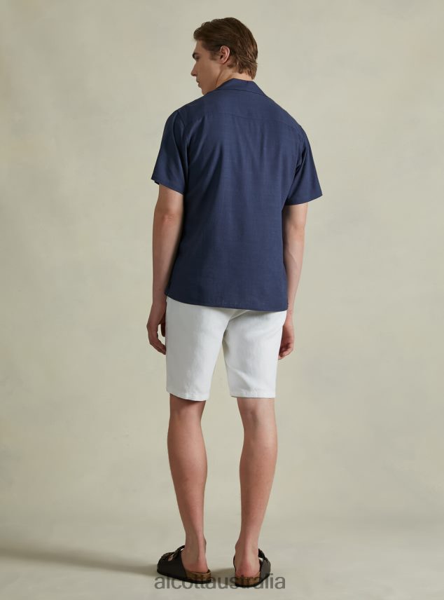 Linen Blend Shirt With Bowling Collar Men 2TH442993 KAKI Alcott Clothing