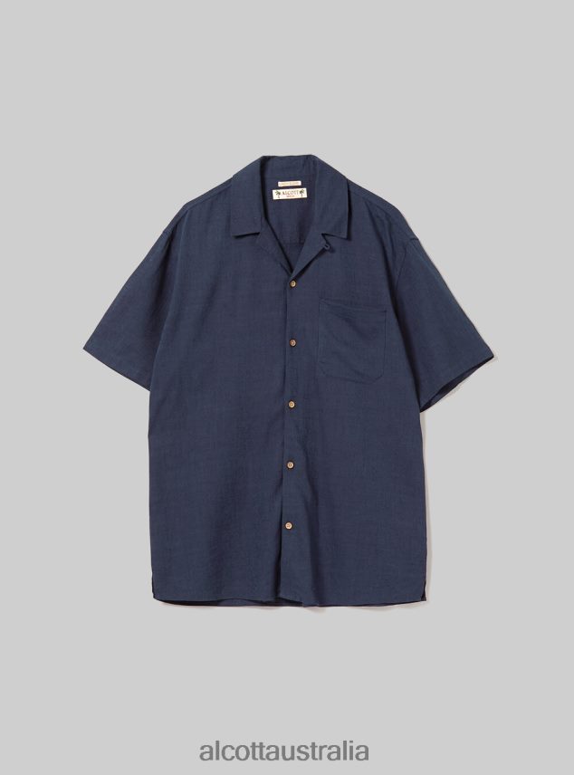 Linen Blend Shirt With Bowling Collar Men 2TH442993 KAKI Alcott Clothing