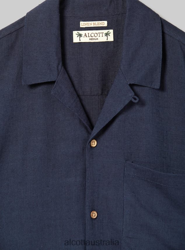 Linen Blend Shirt With Bowling Collar Men 2TH442993 KAKI Alcott Clothing