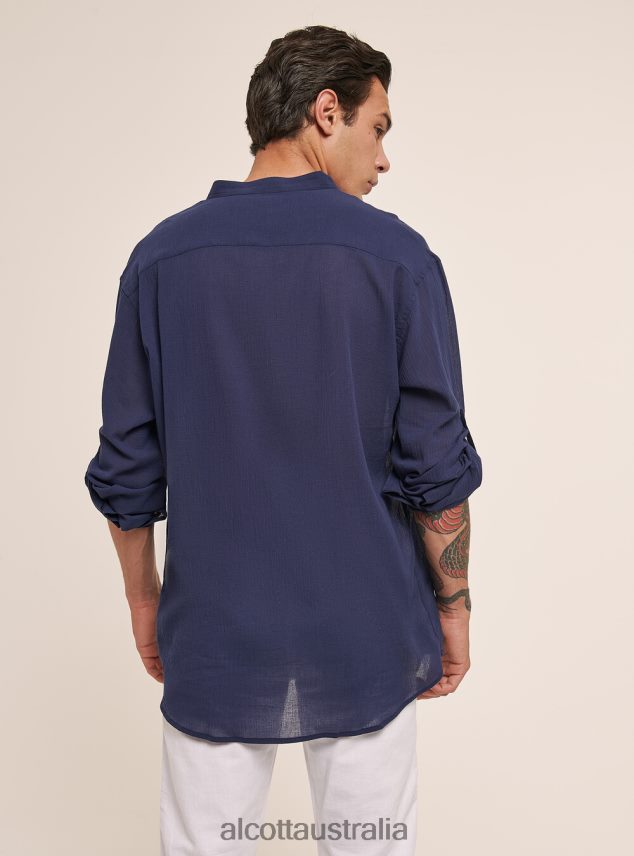 Long-Sleeved Cotton Shirt With Korean Collar Men 2TH442750 WHITE Alcott Clothing