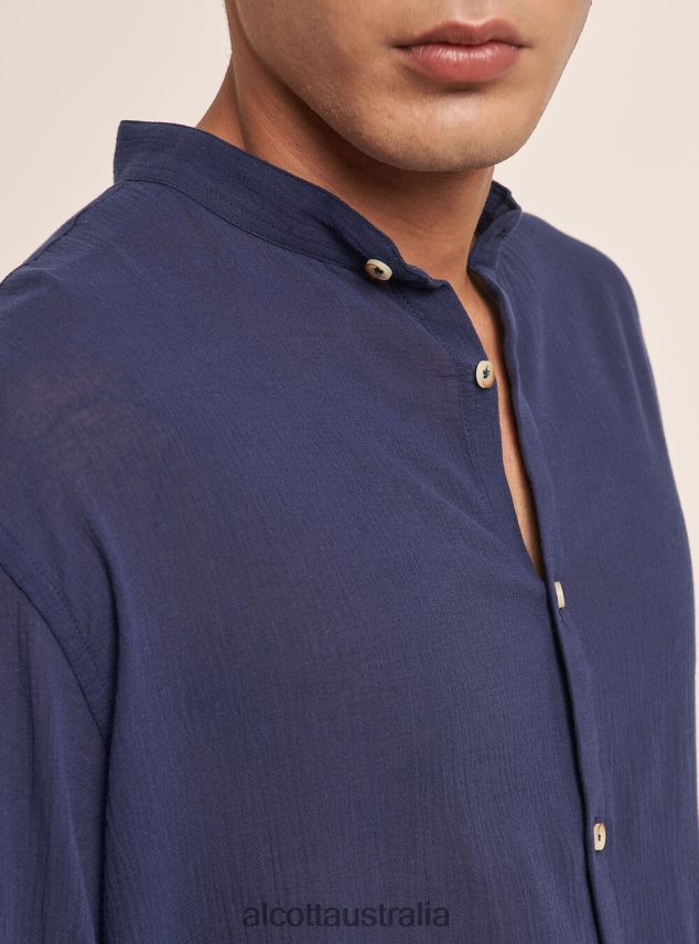 Long-Sleeved Cotton Shirt With Korean Collar Men 2TH442750 WHITE Alcott Clothing