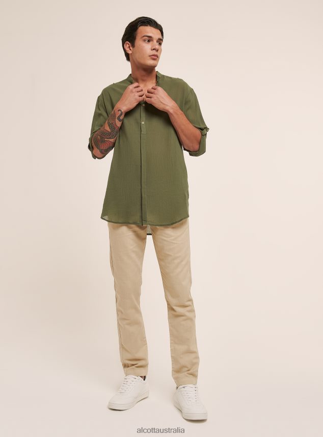 Long-Sleeved Cotton Shirt With Korean Collar Men 2TH442927 WHITE Alcott Clothing