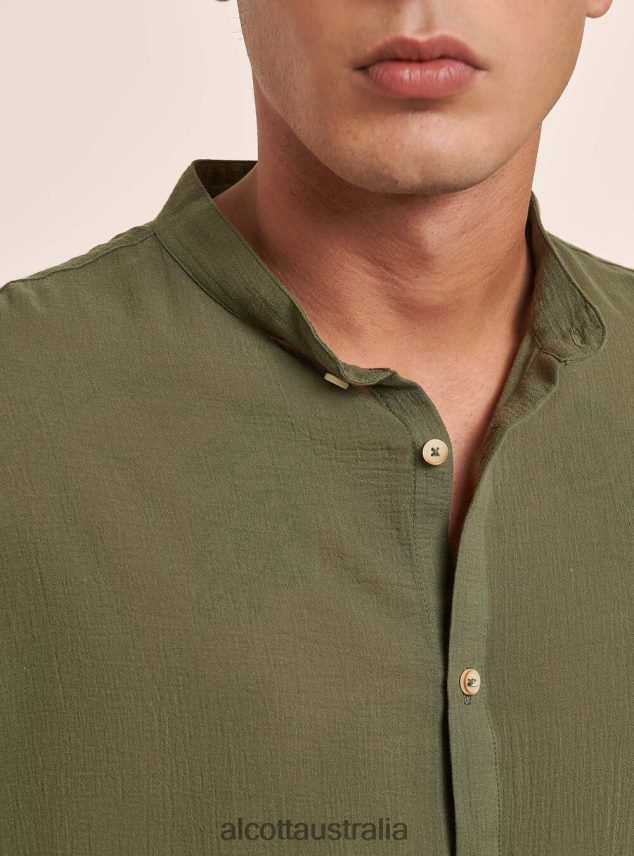 Long-Sleeved Cotton Shirt With Korean Collar Men 2TH442927 WHITE Alcott Clothing