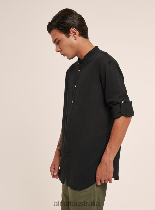 Long-Sleeved Cotton Shirt With Korean Collar Men 2TH442931 WHITE Alcott Clothing