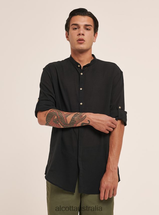 Long-Sleeved Cotton Shirt With Korean Collar Men 2TH442931 WHITE Alcott Clothing