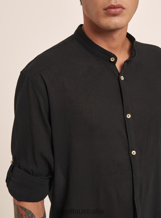 Long-Sleeved Cotton Shirt With Korean Collar Men 2TH442931 WHITE Alcott Clothing