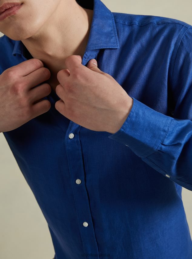 Long-Sleeved Pure Linen Shirt Men 2TH4421013 AZ3 AZURRE LIGHT Alcott Clothing