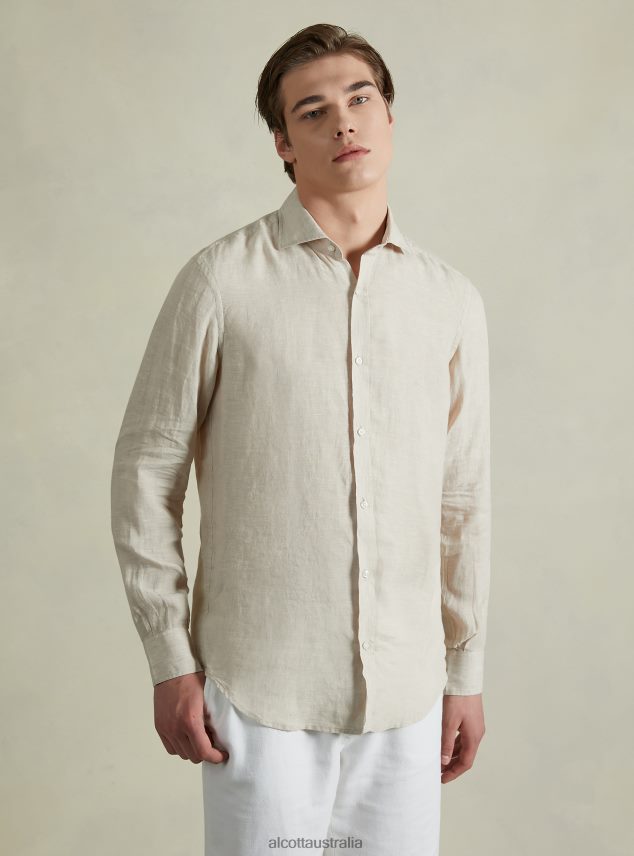 Long-Sleeved Pure Linen Shirt Men 2TH442612 AZ3 AZURRE LIGHT Alcott Clothing