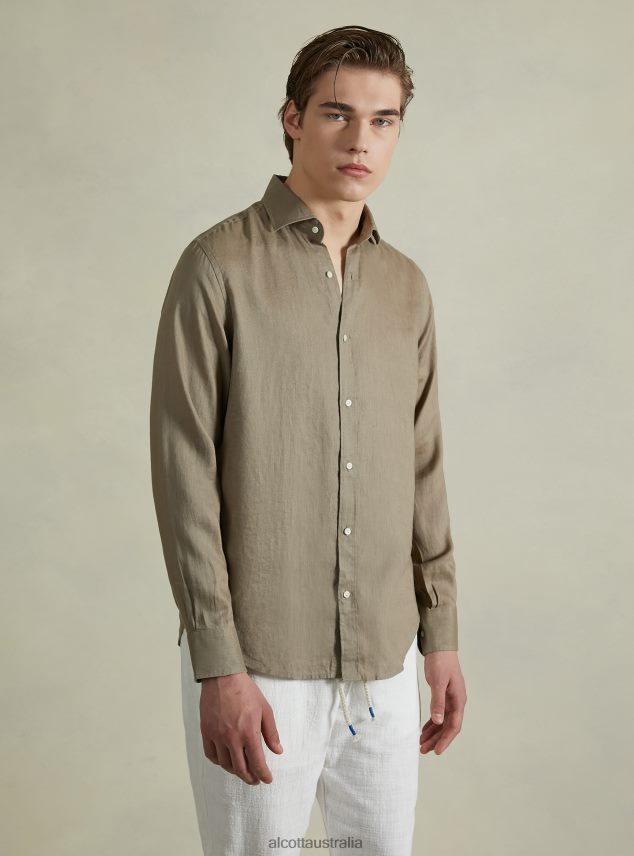 Long-Sleeved Pure Linen Shirt Men 2TH442827 AZ3 AZURRE LIGHT Alcott Clothing