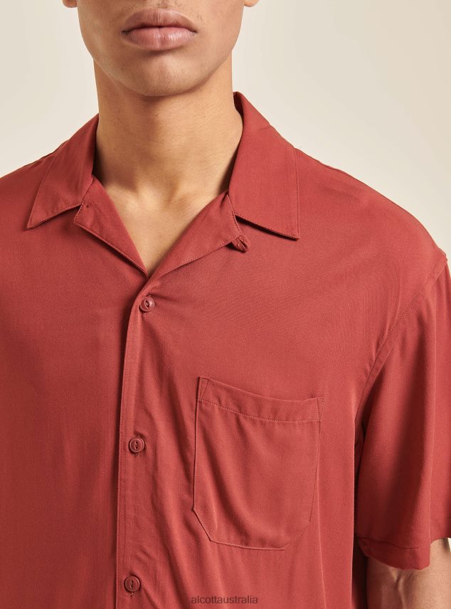 Short Sleeve Shirt With Bowling Collar Men 2TH442973 C322 BORDEAUX Alcott Clothing