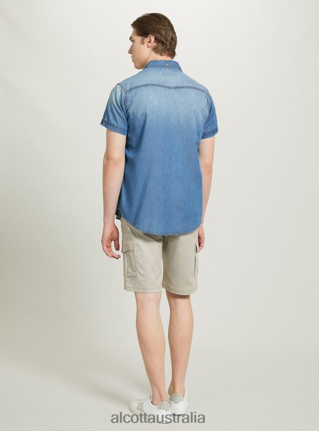 Short-Sleeved Denim Shirt Men 2TH442700 D006 AZURE Alcott Clothing