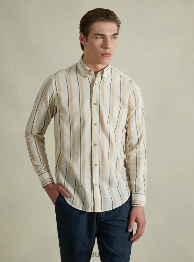 Striped Linen Blend Shirt Men 2TH442631 AZURE Alcott Clothing