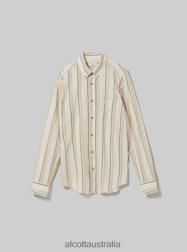 Striped Linen Blend Shirt Men 2TH442631 AZURE Alcott Clothing