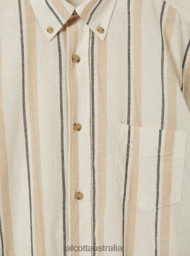 Striped Linen Blend Shirt Men 2TH442631 AZURE Alcott Clothing